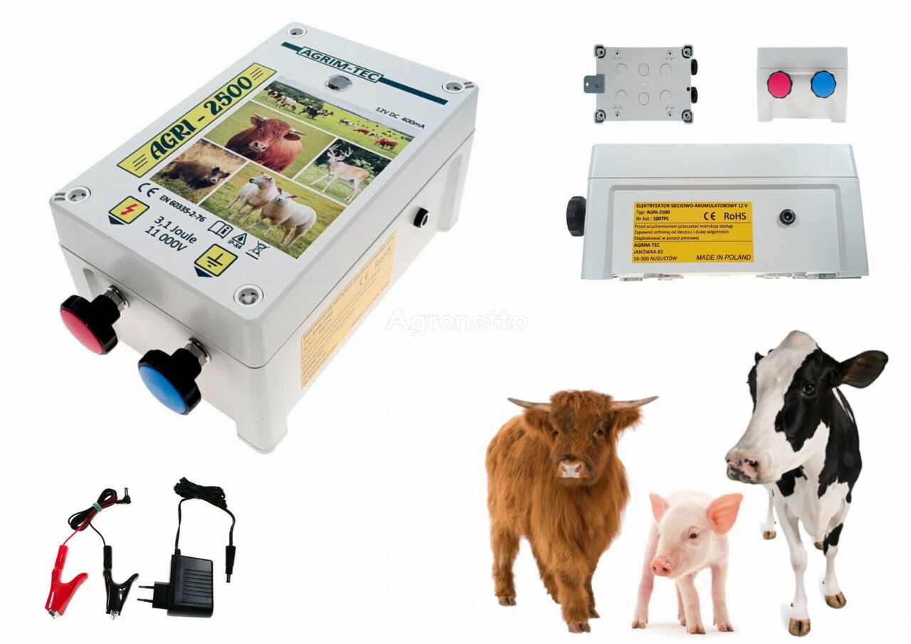 электропастух Elektryzator sieciowo-akumulatorowy AGRI-2500